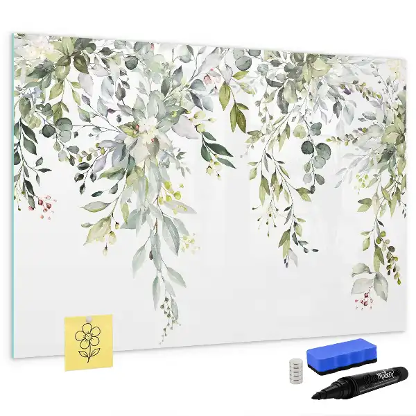 Magnetisch glazen schrijfbord met afbeelding van bloeiende natuur