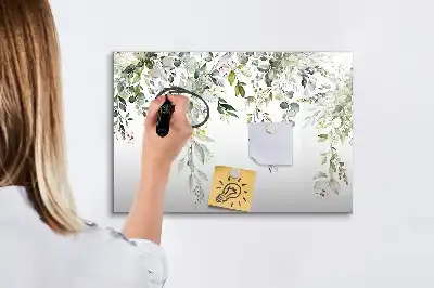 Magnetisch glazen schrijfbord met afbeelding van bloeiende natuur