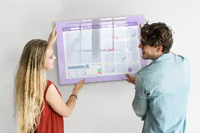 Beschrijfbaar glazen magneetbord roze jaarplanner met design
