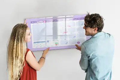 Beschrijfbaar glazen magneetbord roze jaarplanner met design