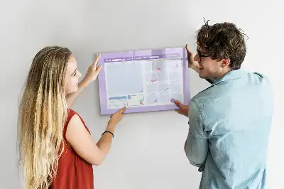 Beschrijfbaar glazen magneetbord roze jaarplanner met design