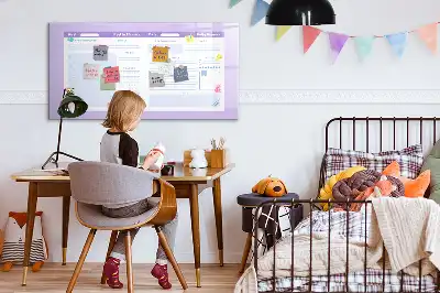 Magnetisch glazen jaarplanner roze voor notities en foto's