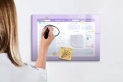 Magnetisch glazen jaarplanner roze voor notities en foto's