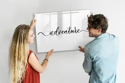 Beschrijfbaar glazen magneetbord met Avontuur tekst