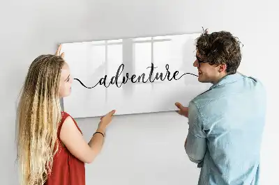 Beschrijfbaar glazen magneetbord met Avontuur tekst