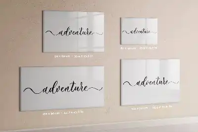 Beschrijfbaar glazen magneetbord met Avontuur tekst