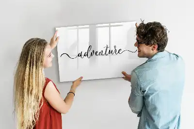 Beschrijfbaar glazen magneetbord met Avontuur tekst