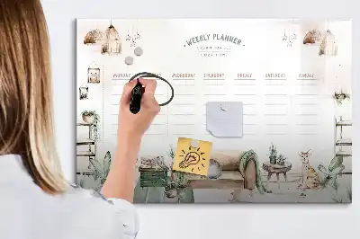 Magnetisch glazen schrijfbord voor notities en foto's met schattig design