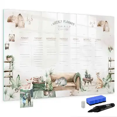 Magnetisch glazen schrijfbord voor notities en foto's met schattig design