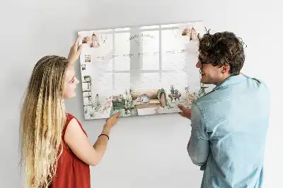 Magnetisch glazen schrijfbord voor notities en foto's met schattig design