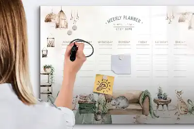 Magnetisch glazen schrijfbord voor notities en foto's met schattig design