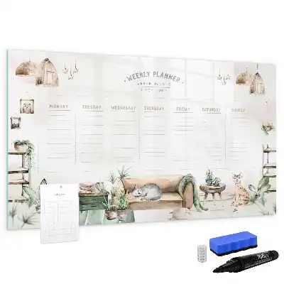 Magnetisch glazen schrijfbord voor notities en foto's met schattig design