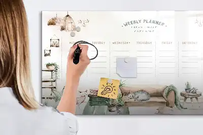 Magnetisch glazen schrijfbord voor notities en foto's met schattig design