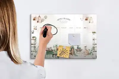 Magnetisch glazen schrijfbord voor notities en foto's met schattig design