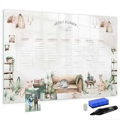 Magnetisch glazen schrijfbord voor notities en foto's met schattig design