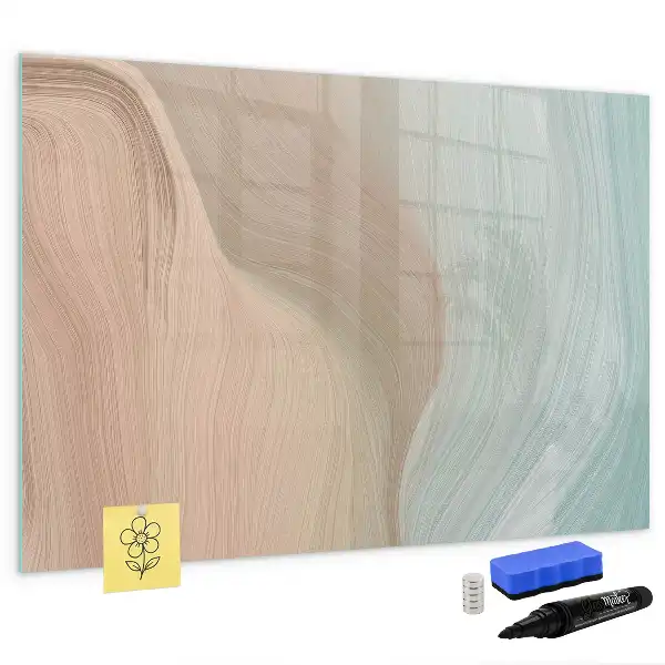 Beschrijfbaar glazen magneetbord met abstract golfdesign