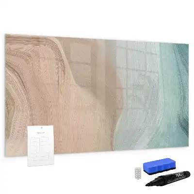 Beschrijfbaar glazen magneetbord met abstract golfdesign