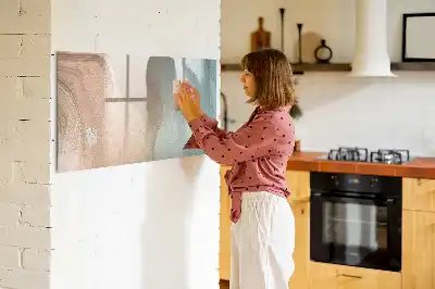 Beschrijfbaar glazen magneetbord met abstract golfdesign