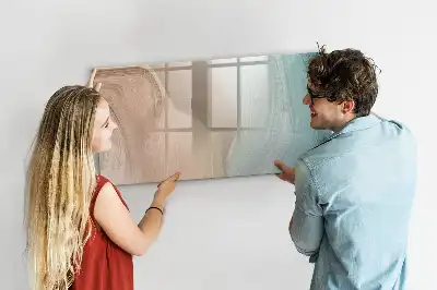 Beschrijfbaar glazen magneetbord met abstract golfdesign