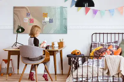 Beschrijfbaar glazen magneetbord met abstract golfdesign