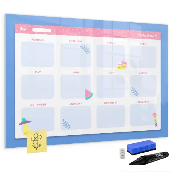 Magnetisch glazen maandplanner schrijfbord voor notities en foto's
