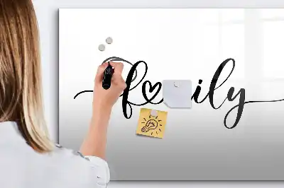 Beschrijfbaar glazen magneetbord met familie tekst design