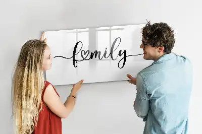 Beschrijfbaar glazen magneetbord met familie tekst design