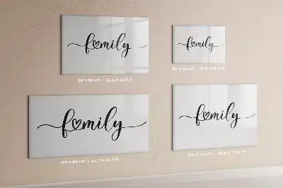 Beschrijfbaar glazen magneetbord met familie tekst design