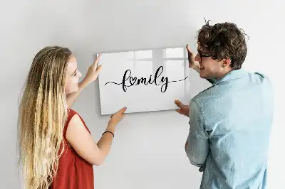 Beschrijfbaar glazen magneetbord met familie tekst design