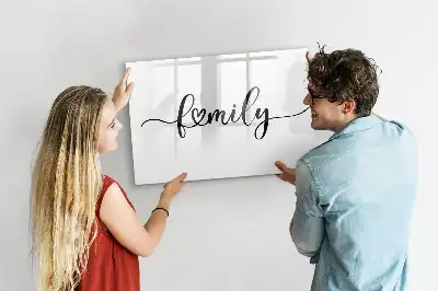 Beschrijfbaar glazen magneetbord met familie tekst design