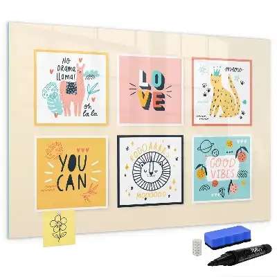 Magnetisch glazen schrijfbord met motiverende teksten voor notities en foto's