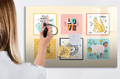 Magnetisch glazen schrijfbord met motiverende teksten voor notities en foto's