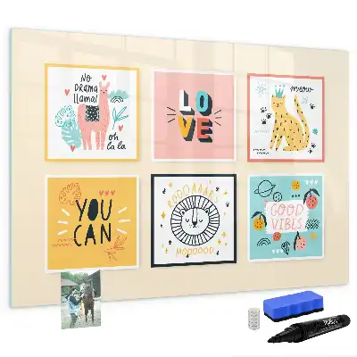 Magnetisch glazen schrijfbord met motiverende teksten voor notities en foto's