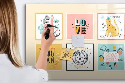 Magnetisch glazen schrijfbord met motiverende teksten voor notities en foto's