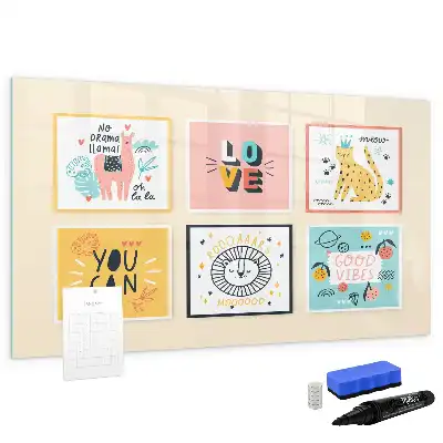 Magnetisch glazen schrijfbord met motiverende teksten voor notities en foto's