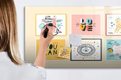 Magnetisch glazen schrijfbord met motiverende teksten voor notities en foto's