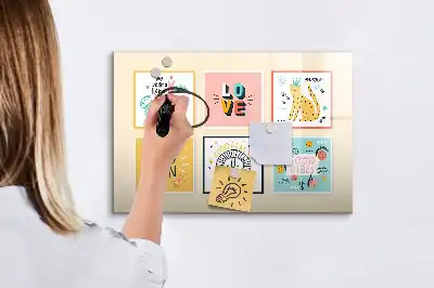 Magnetisch glazen schrijfbord met motiverende teksten voor notities en foto's