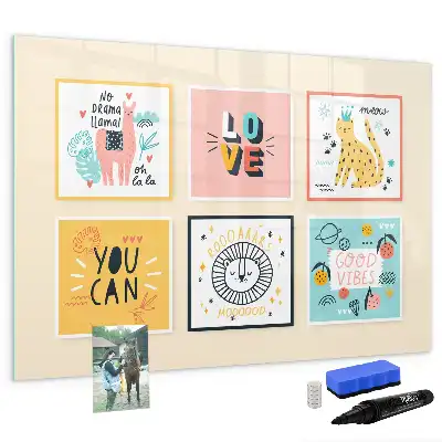 Magnetisch glazen schrijfbord met motiverende teksten voor notities en foto's