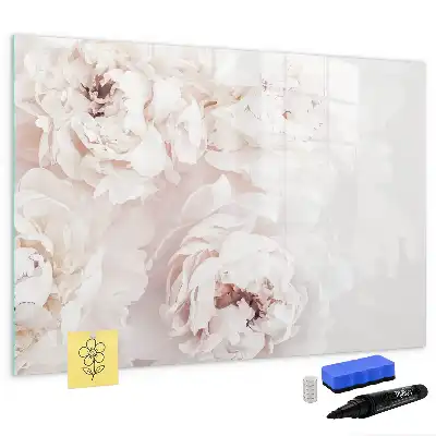 Beschrijfbaar glazen magneetbord met design van pioentrozen
