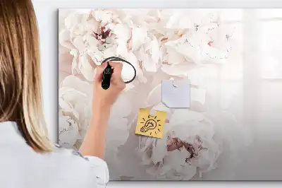 Beschrijfbaar glazen magneetbord met design van pioentrozen