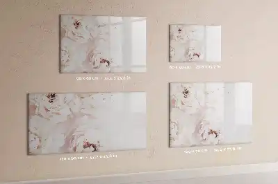 Beschrijfbaar glazen magneetbord met design van pioentrozen