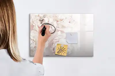 Beschrijfbaar glazen magneetbord met design van pioentrozen