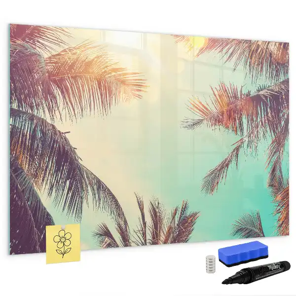 Magnetisch glazen schrijfbord met tropische palmen