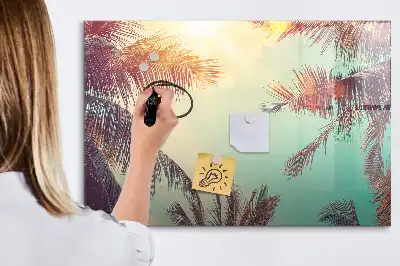 Magnetisch glazen schrijfbord met tropische palmen