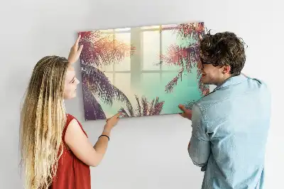 Magnetisch glazen schrijfbord met tropische palmen