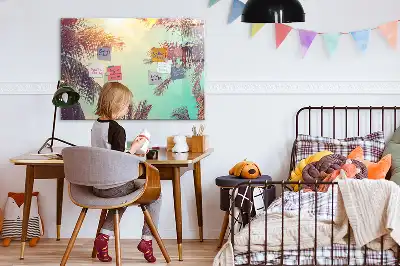 Magnetisch glazen schrijfbord met tropische palmen