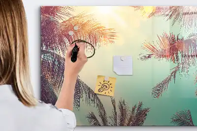 Magnetisch glazen schrijfbord met tropische palmen