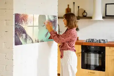 Magnetisch glazen schrijfbord met tropische palmen