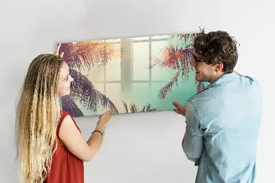 Magnetisch glazen schrijfbord met tropische palmen