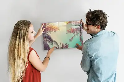 Magnetisch glazen schrijfbord met tropische palmen